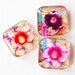 Flower Magnets, Magnets, Glass Magnets, Fridge Magnets, Kitchen Magnets, flowers, pink, purple