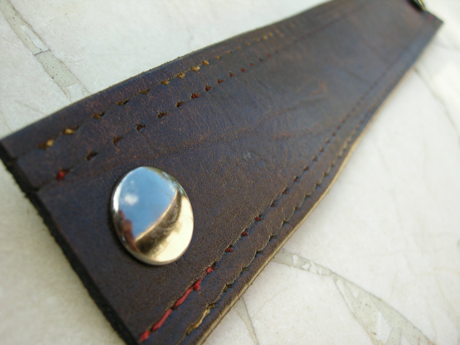 Mens Brown Leather Wristband Thick Rustic by ARTifactsBYJANIE