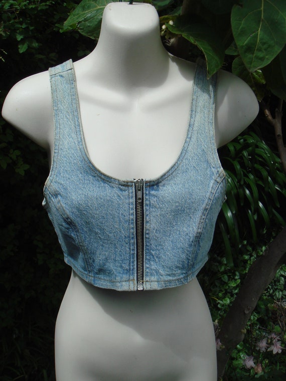 crop top denim vest