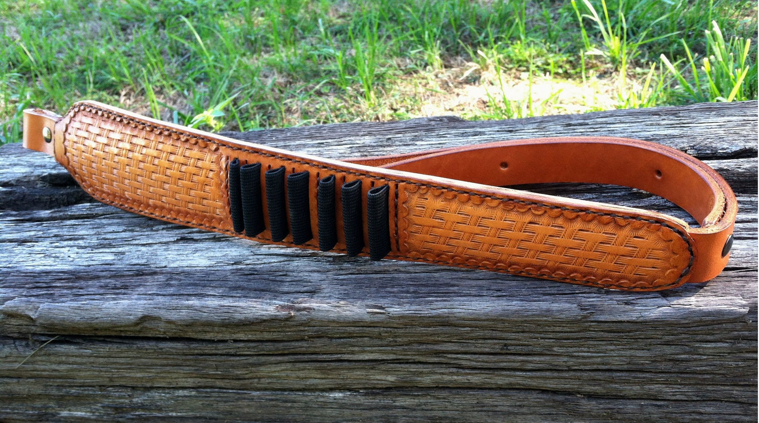 Leather Rifle Sling with Bandolier Adjustable
