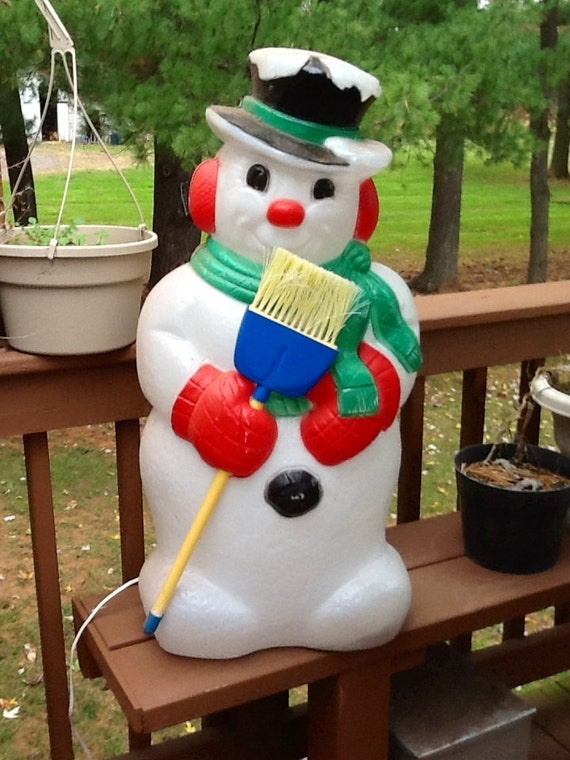 Large Vintage Christmas Snowman w/Broom Blow by 