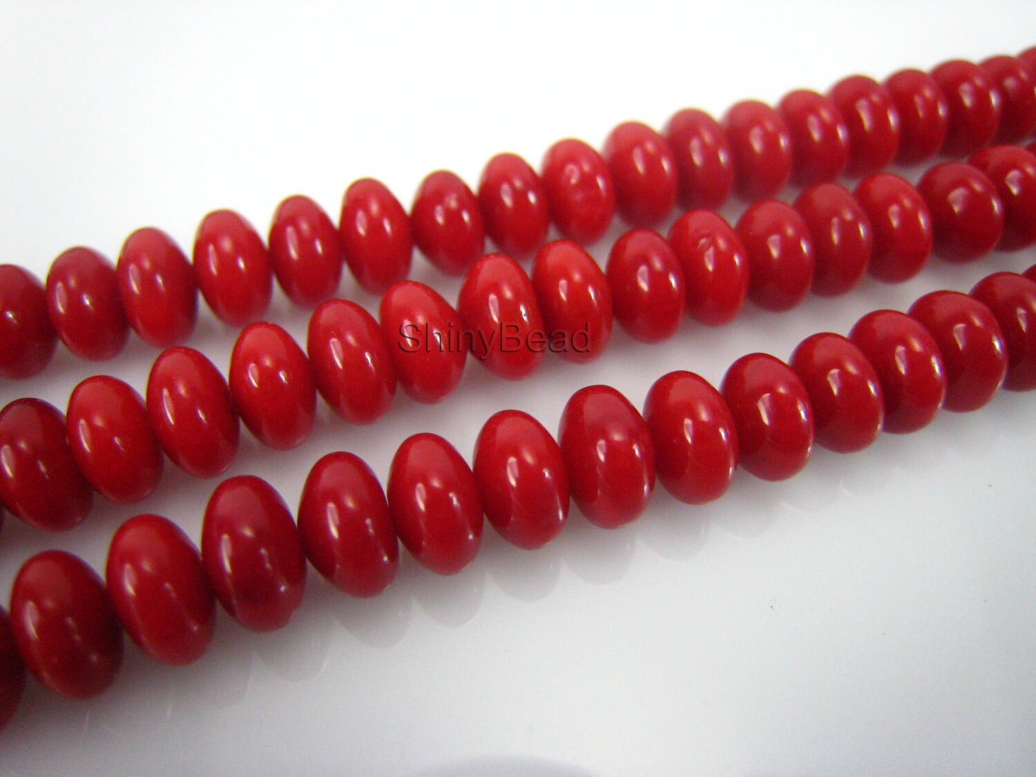 red coral rondell bead 6x4mm 15 inch strand | ShinyBead--gemstone beads ...