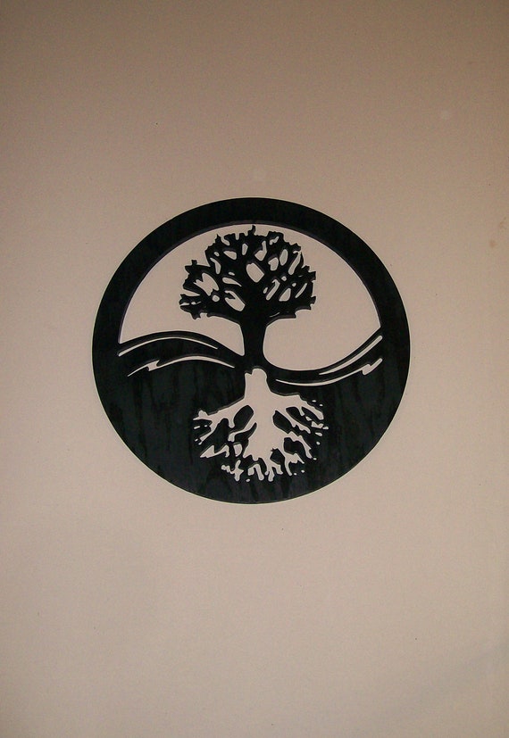 Items similar to Yin Yang Tree of Life Wood Silhouette Modern Wall Art