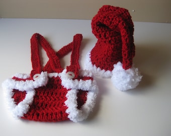 Baby Santa Hat Crochet Baby Hat Santa with Diaper Cover Christmas Baby boy baby girl