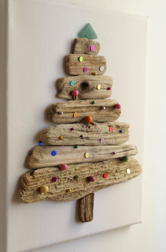 Driftwood Christmas Tree on canvas Christmas Decoration