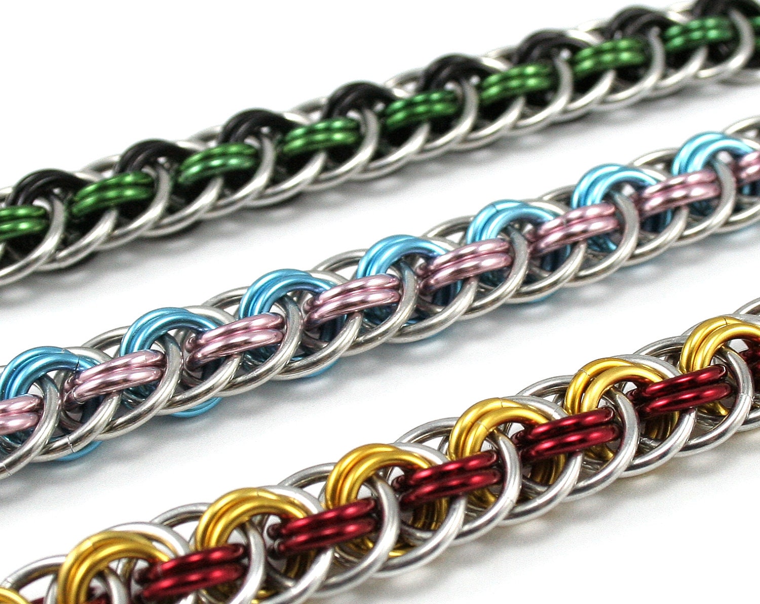 Custom Braided Chainmail Bracelet Double Color Metal