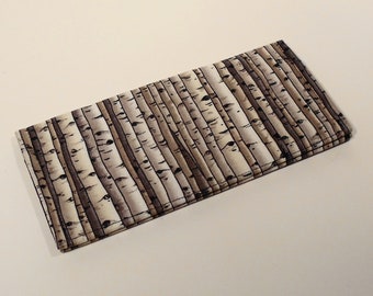 Fabric Checkbook Cover-Birch Trees with Black Interior