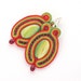 Soutache Earrings, Hand Embroidered Green Red Yellow Earrings Soutache, Soutache Jewelry, sterling silver