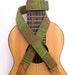 Ukulele Strap in Green Summer Stripe, Breathable and Adjustable with Brown Suede Ends