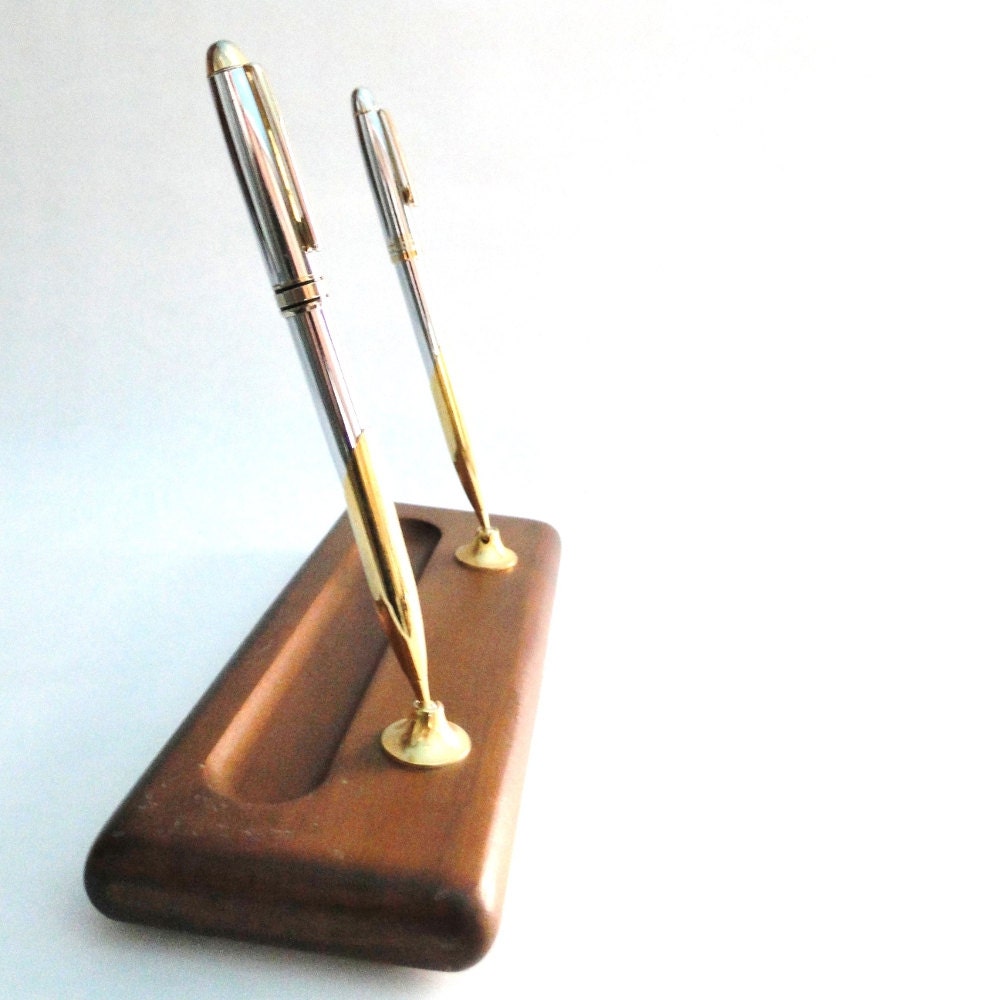 Vintage Pen Holder Luxury Pen Organizer Tray Teak Mid Century
