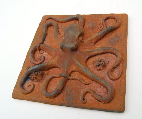 Octopus Tile with Iron Oxide Finish