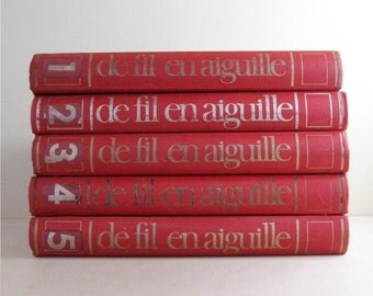 5 French Craft Books - Vintage Pattern Books - De Fil en Aiguille Needle and Thread - Sewing Crochet Knitting Embroidery - DIY Craft Ideas