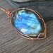 Blue Labradorite Swirl Pendant, Wire Wrapped