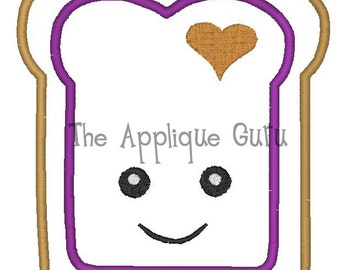 Peanut Butter - Jelly Toast Applique -- Machine Embroidery Design
