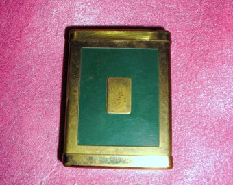 REDUCED....Collectibles ....Tobaciana .....Rogers Slyde-Lok Cigarette Case / Brass and Deco Green .....Elegant Cigarette Case ..... 1930's