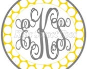 Gray and yellow polka dot monogram - personalized digital image Il_170x135