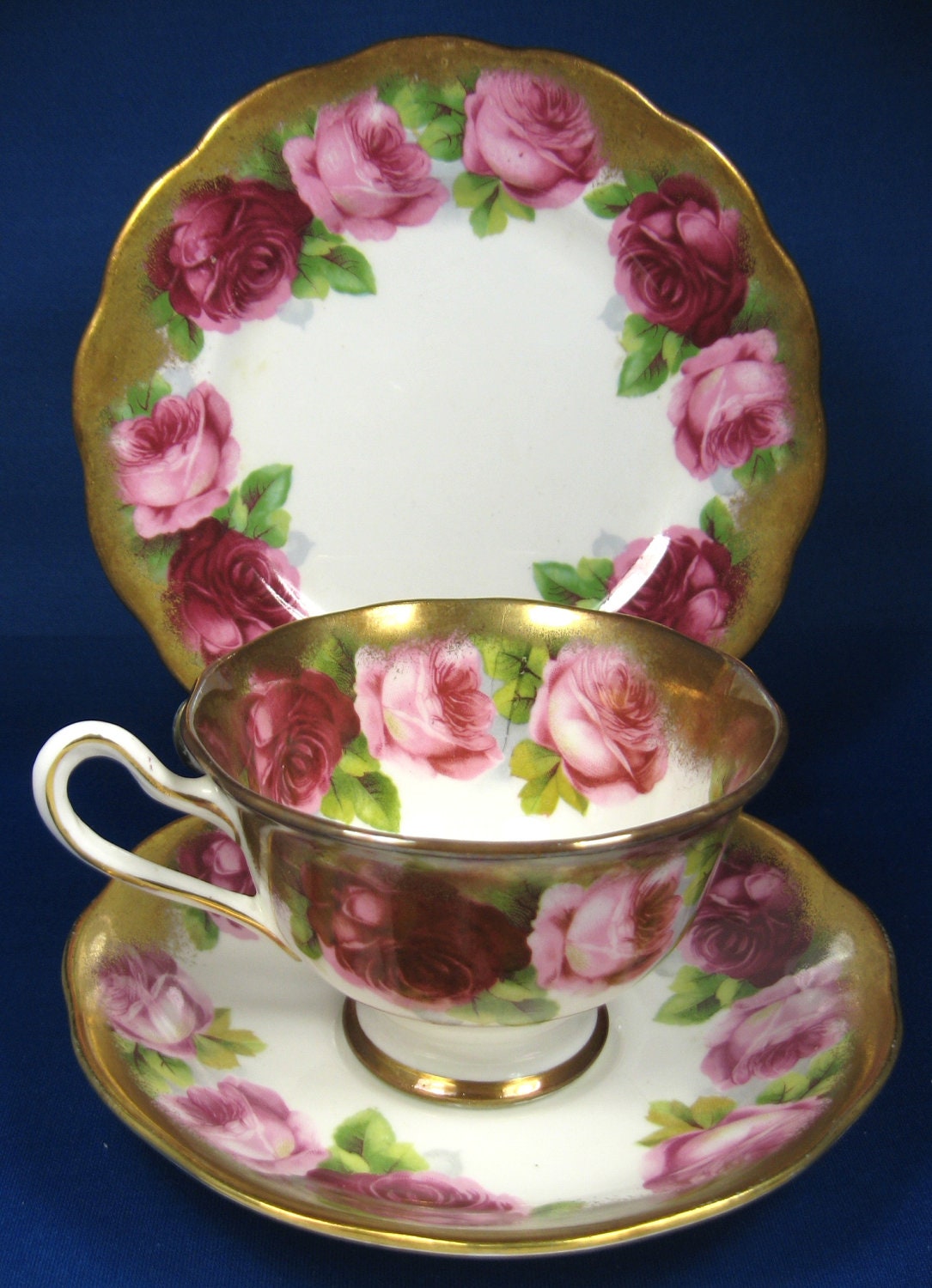 Royal Albert Old English Rose Teacup Trio by AntiquesAndTeacups