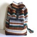 Tribal Fabric Backpack, Latin American, Peru, Brown Green Stripes