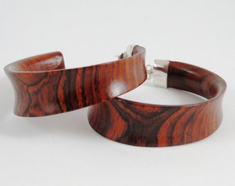 Wood and Silver Earrings No.121103 - Cocobolo