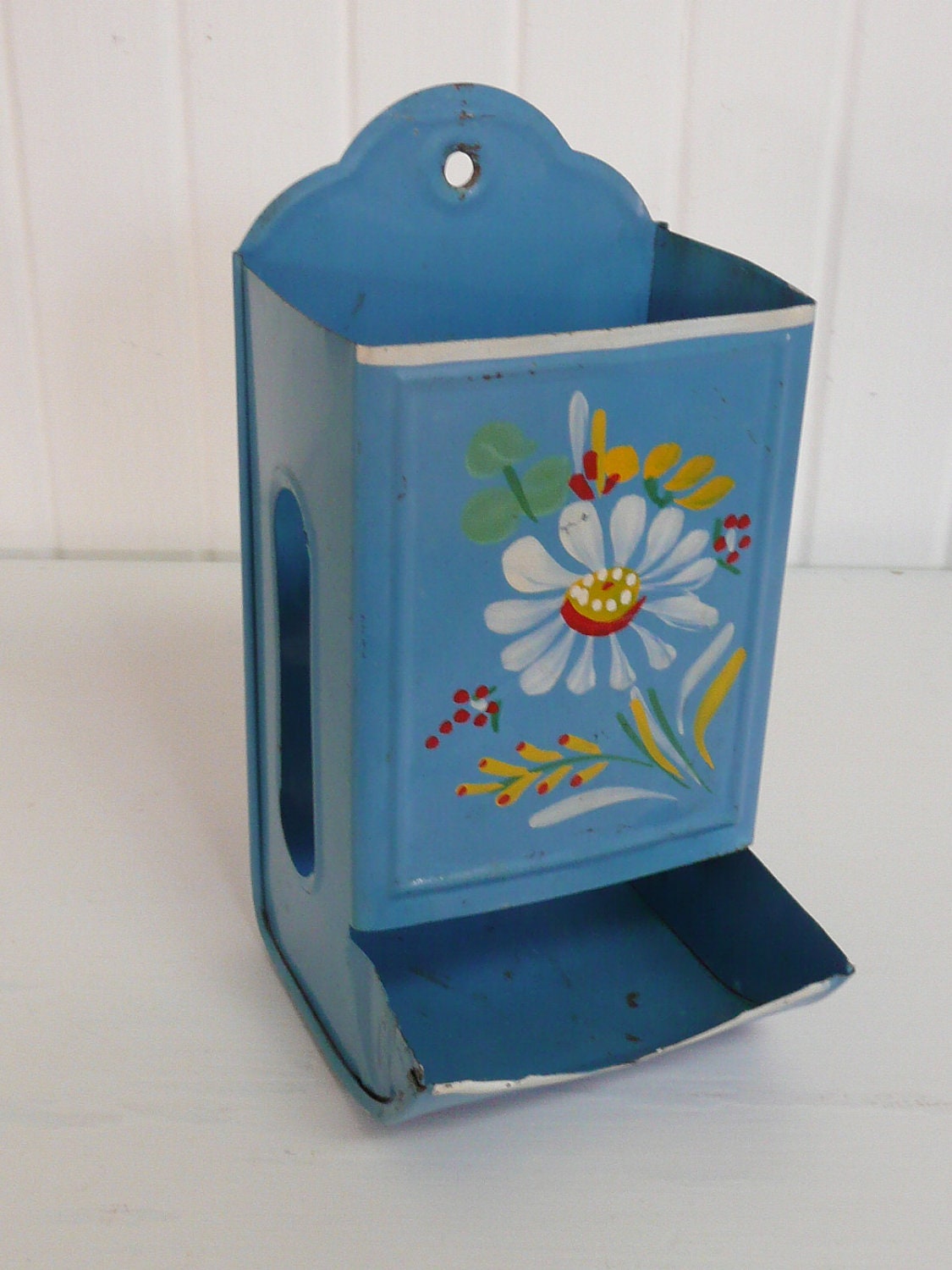 Download Vintage Tin Metal Match Box Holder Lovely Blue Ransburg with Yellowimages Mockups