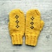 Mustard yellow studded mittens gloves