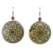 Vintage Feel Big Floral Plate Earrings with Small Wood Beads