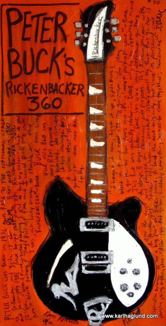 REM Artwork. Peter Buck Rickenbacker electric guitar art