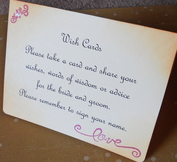 Wish card instruction sign wedding wish tree instructions