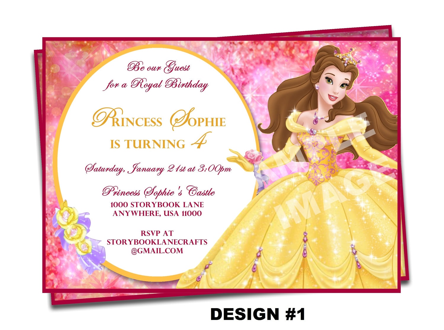 Belle Birthday Invitations 1