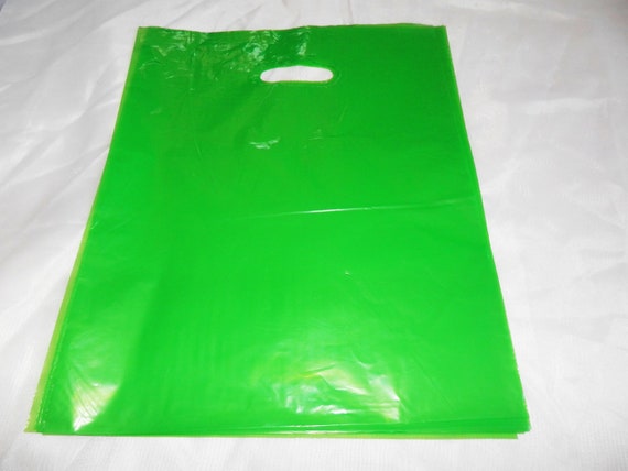 ... Green Plastic Merchandise Bags Handle Retail Gift Bags wholesale lot