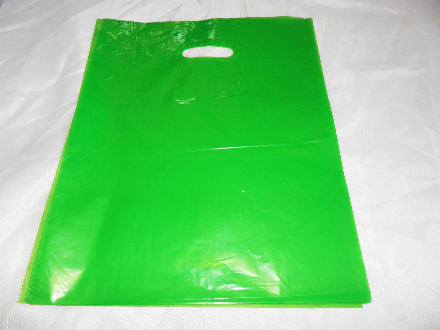 100 12x15 Glossy Lime Green Plastic Merchandise Bags Handle