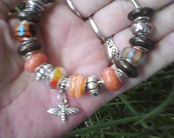 Little Sister Bee and fall colors, Euro style bracelet