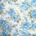 Shabby Aqua Roses Fabric, Fat Quarter, Multicolor / White, 18" X 22" inches, 100% Cotton, For Victorian & Romantic Projects