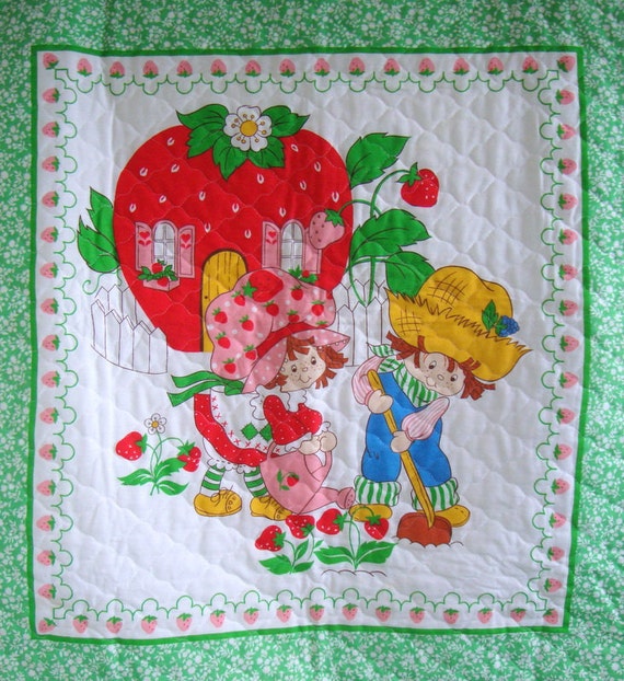 Vintage 80s Strawberry Shortcake Quilt Huckleberry Pie Baby
