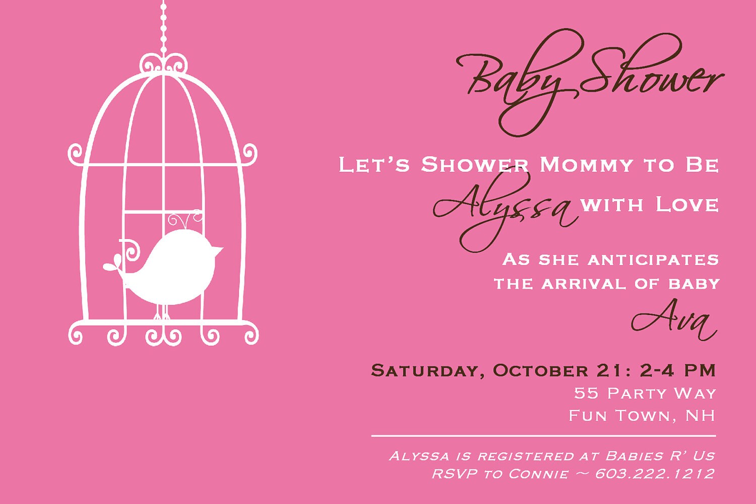 Bird Baby Shower Invitation Girl Bird Baby by AsYouWishCreations4u