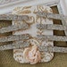 Set of 8 Shabby Chic Silver Mini Clothespins on Vintage Wallpaper Card