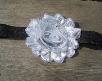 SALE, Silver Headband, Baby Headband, Baby Girl Headband, Baby Bow, Infant Headband, Infant Bow, Newborn Headband, Newborn Bow