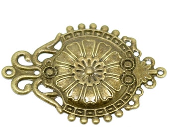 8pc antique bronze metal 6.6x4.6cm pendant/connector-5656