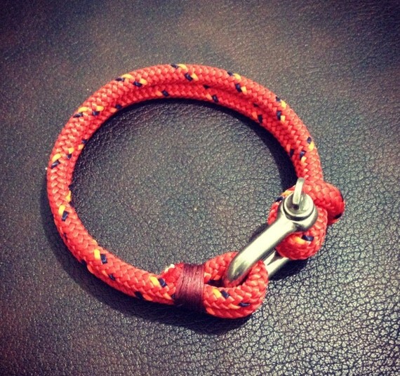 Nautical Sailing Bracelet Stainless steel Shackle Rope