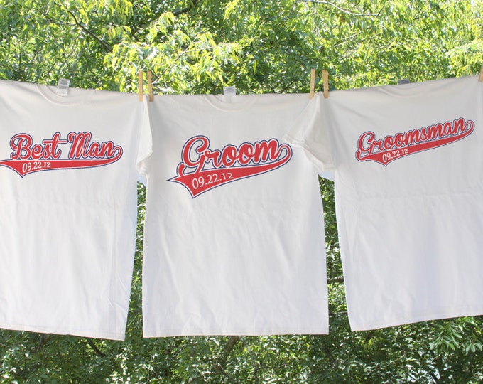Set of 6 Sporty Baseball Bachelor Party Personalized with Date