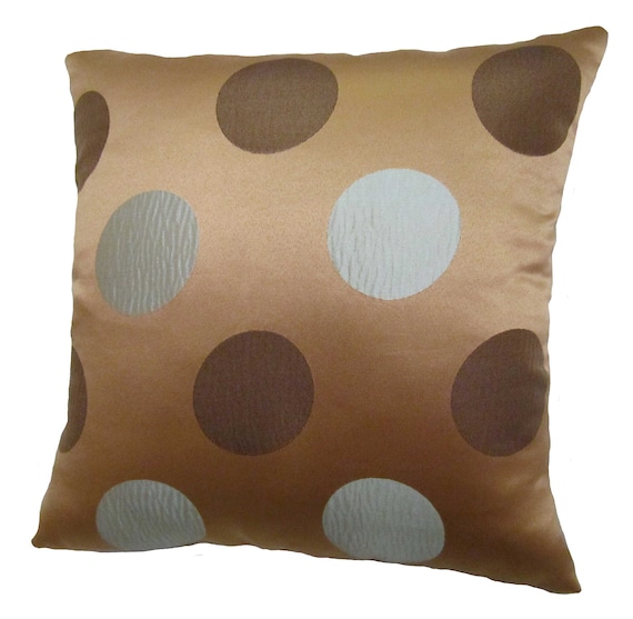 Blue and Brown Polka Dots Square Decorative by ReynosoHomeDecor