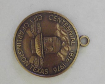Coin Bronze 1976 1776 Texas Centennial Pendant for Arlington Texas