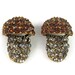 Pair of Vintage Rhinestone Encrusted Figural Mushroom Button Trim, Double Shank, Findings or Embellishments