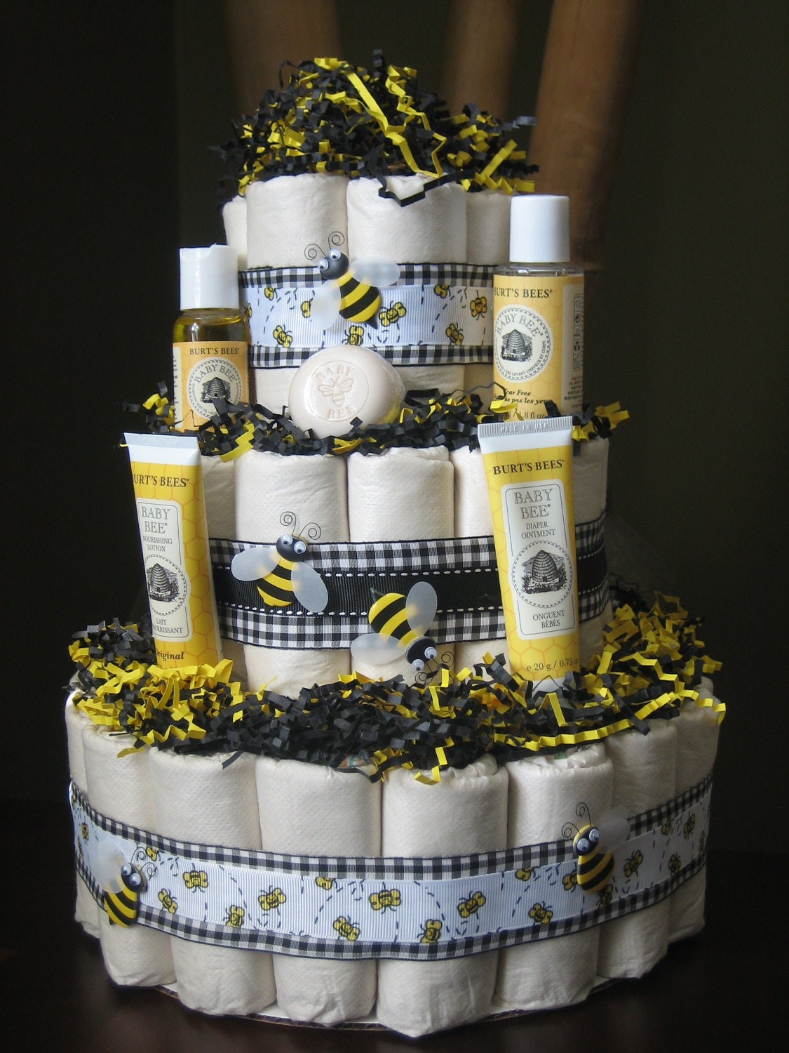 Eco-friendly Bumble Bee Diaper Cake for a Baby Shower