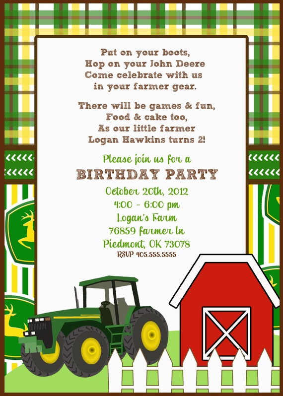 John Deere Printable Birthday Invitations 7