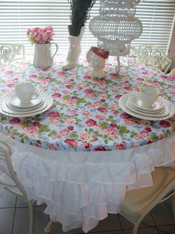 shabby chic cottage handmade ruffled tablecloth by shabbygr8dane shabby chic cottage handmade ruffled tablecloth by shabbygr8dane