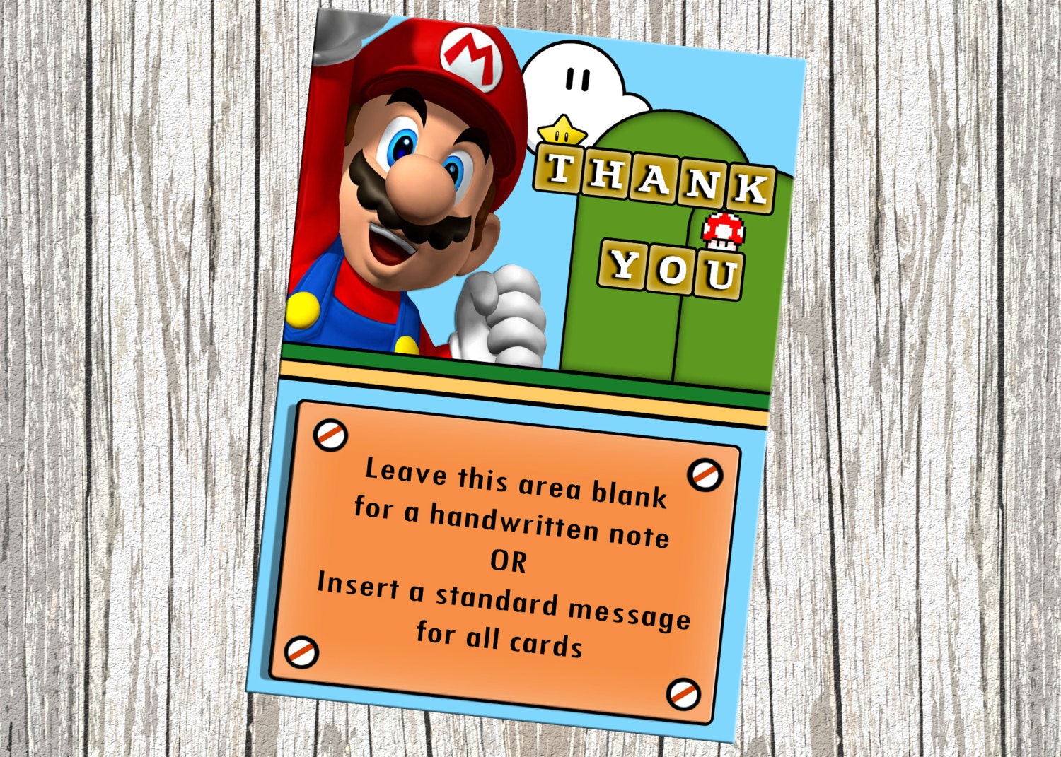 Super Mario Birthday Thank You Card
