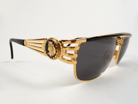 Vintage 80s Charme Sunglasses Gold Metal with Black Plastic
