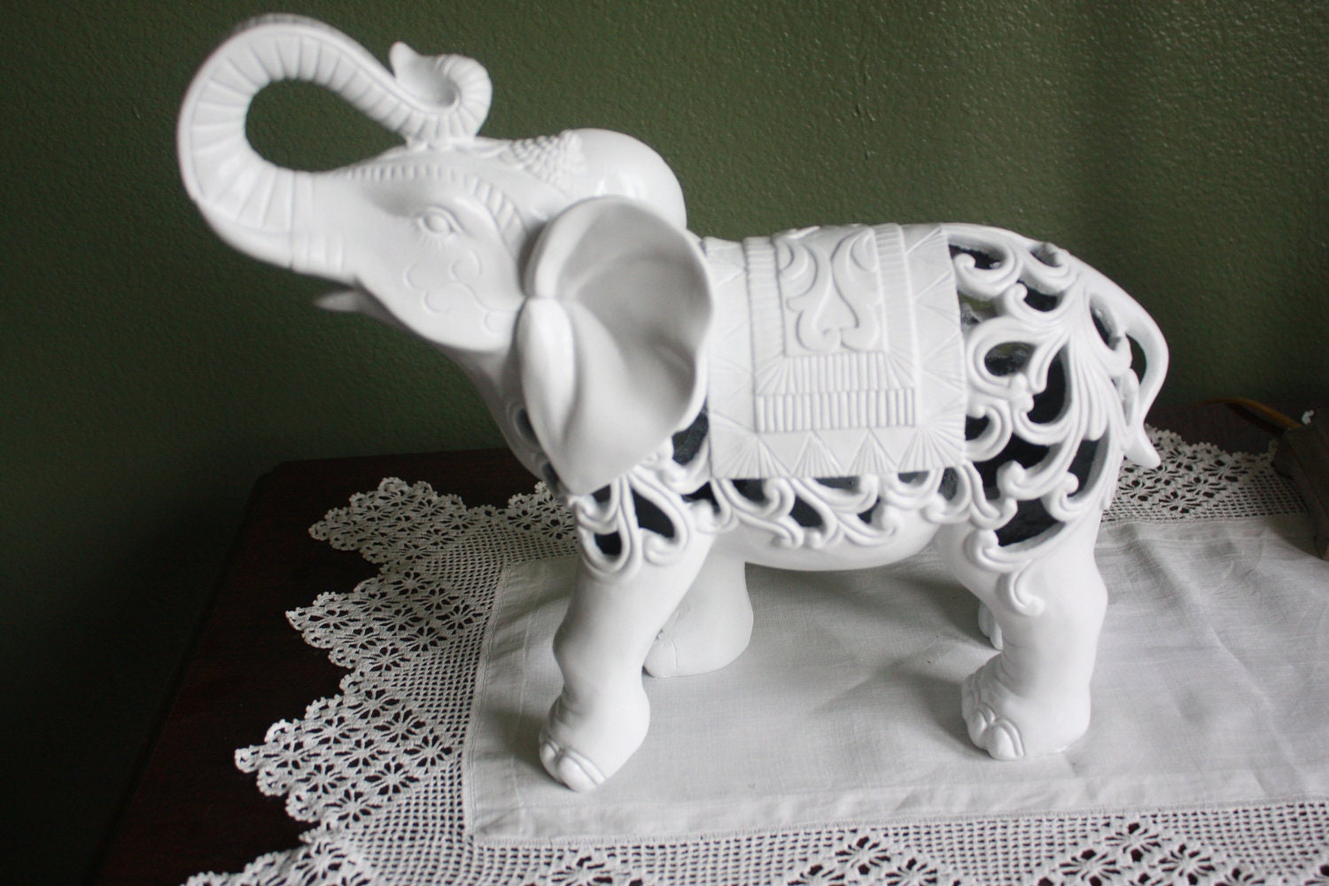 LARGE Ornate Elephant Figurine / Home Decor / Animal Decor in