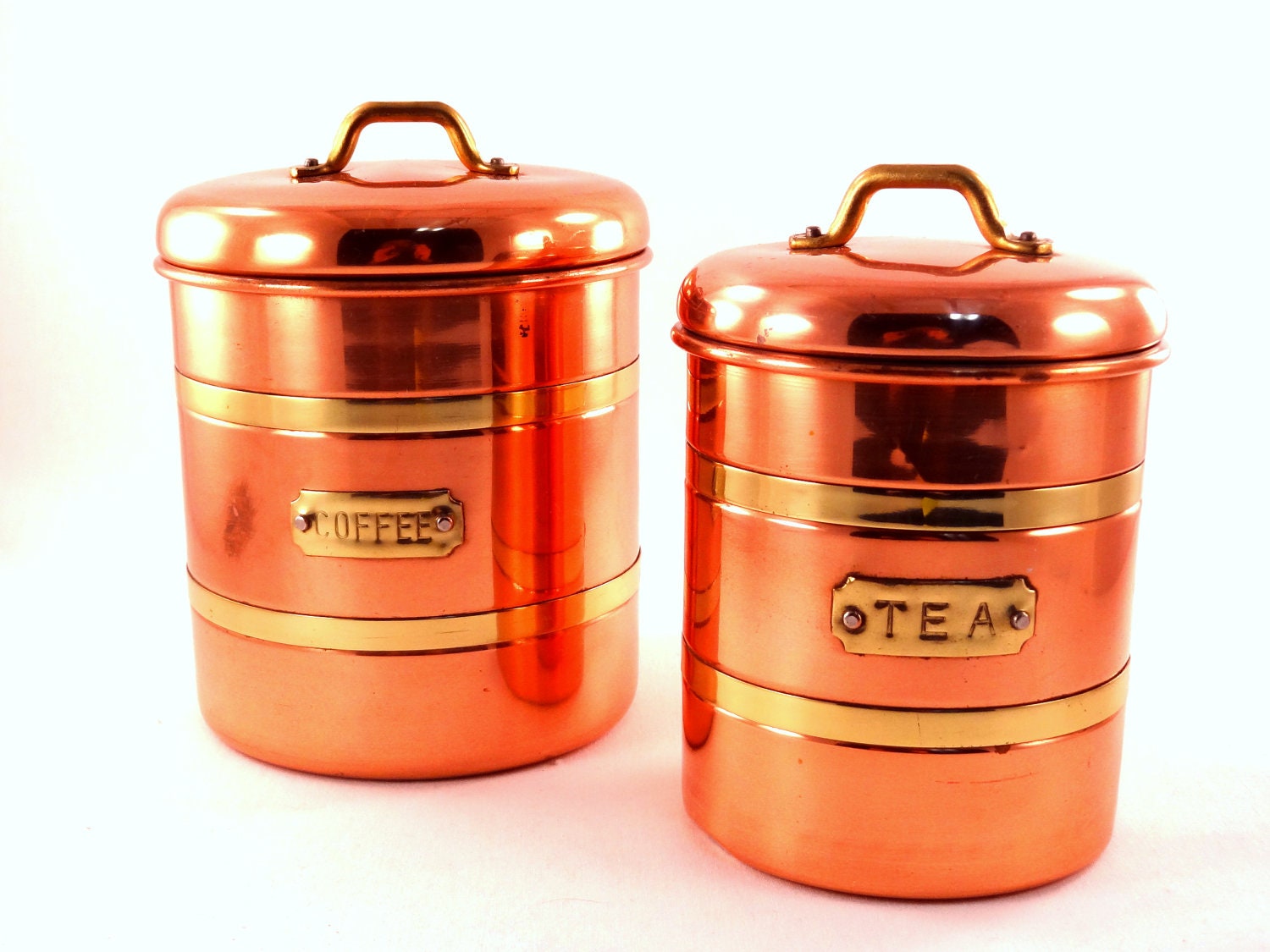 Vintage Copper Coffee And Tea Canisters by TheGlassLily on Etsy